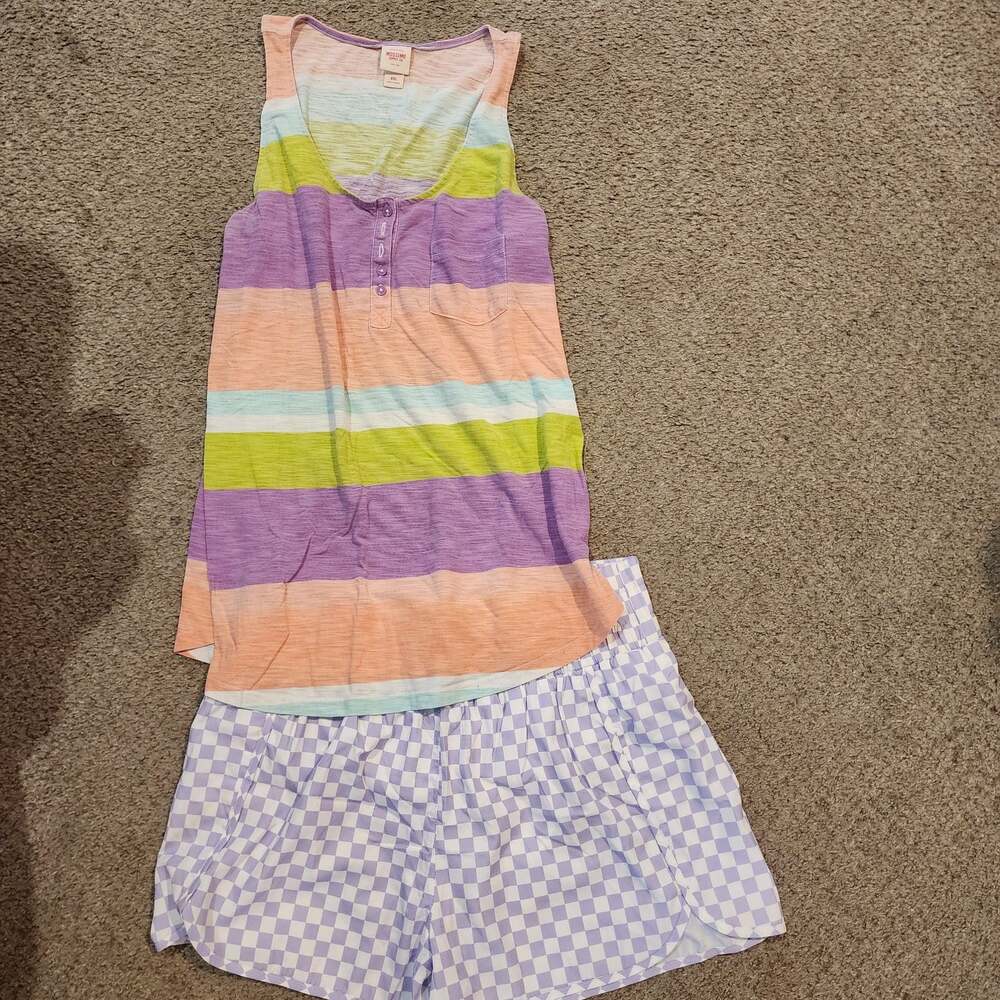 Mossimo Supply Co. Striped Tank Top and Pink Lily Checkered Shorts Pajama Set